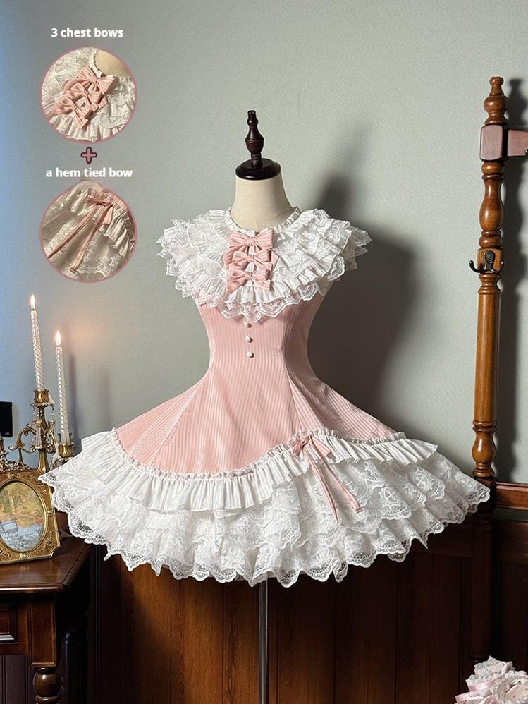 Alice Girl~Arrogant Miss~Sweet Lolita Jumper Dress with Tiered Lace Dress (L M S XL XS) 41484:699974