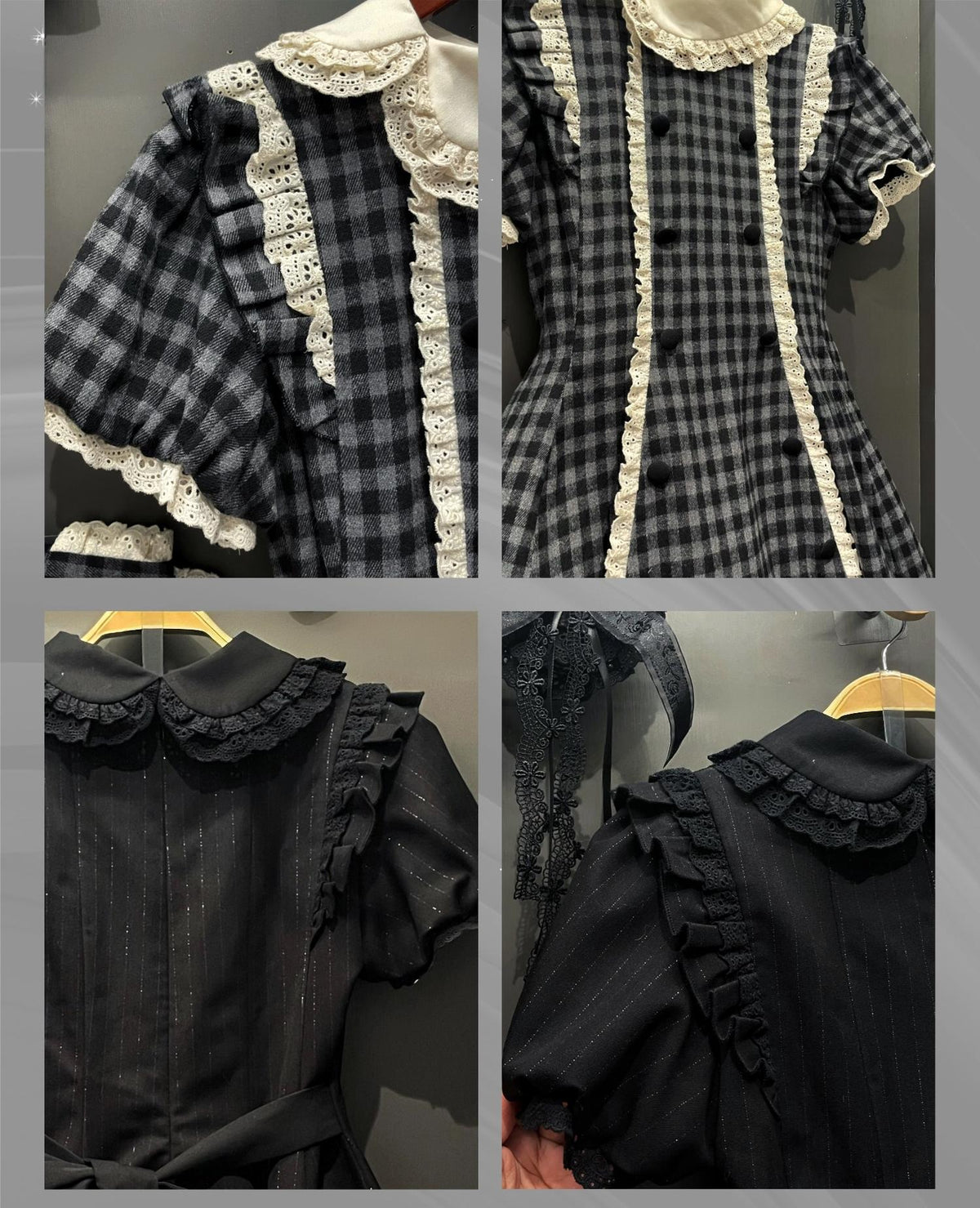 Overseas Letter - Cotton Old School Lolita OP Dress, Gingham & Stripe Patterns 45918:868210