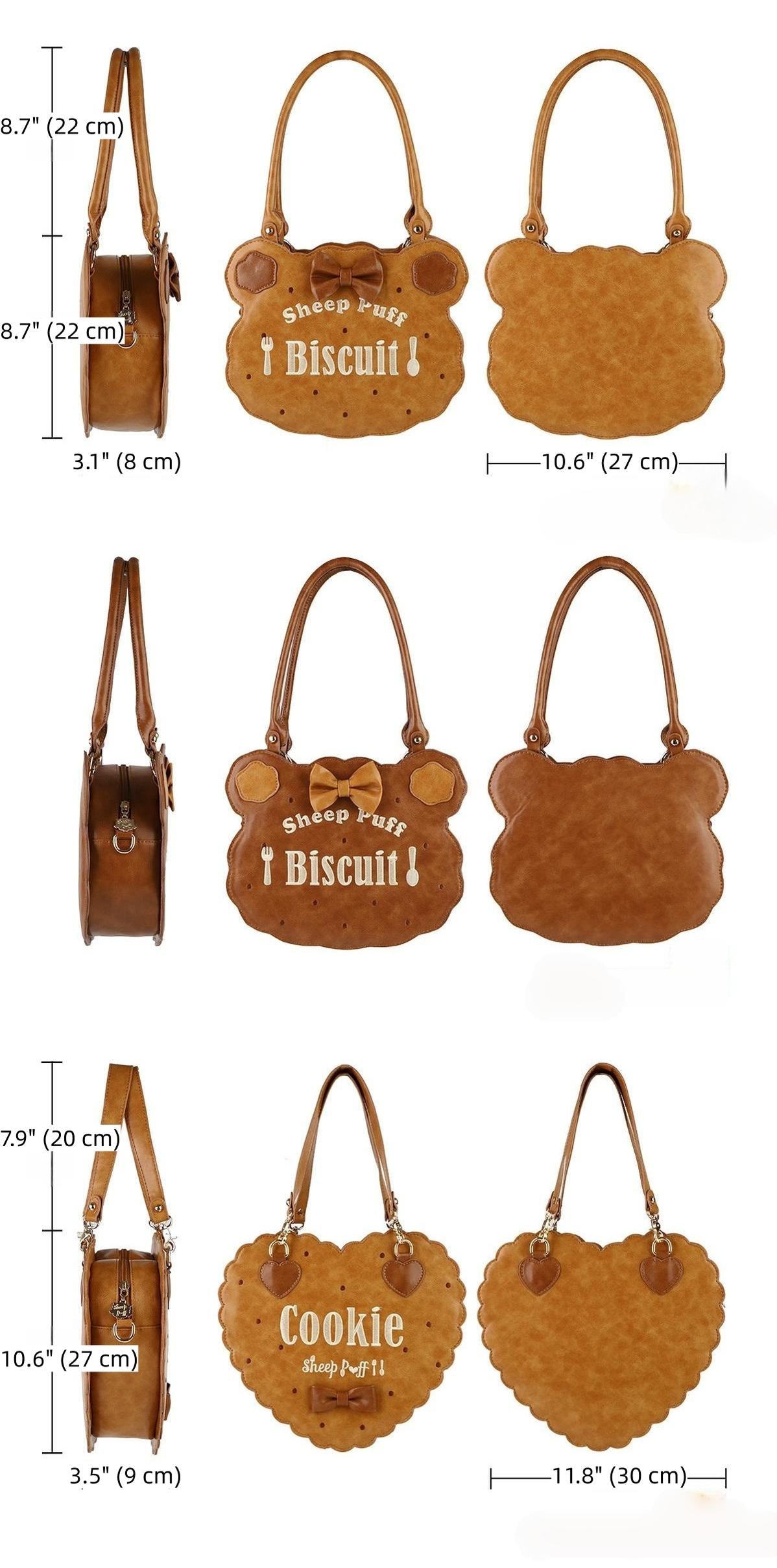 Bear Cookies - Kawaii Lolita Bag, Embroidery & Bow