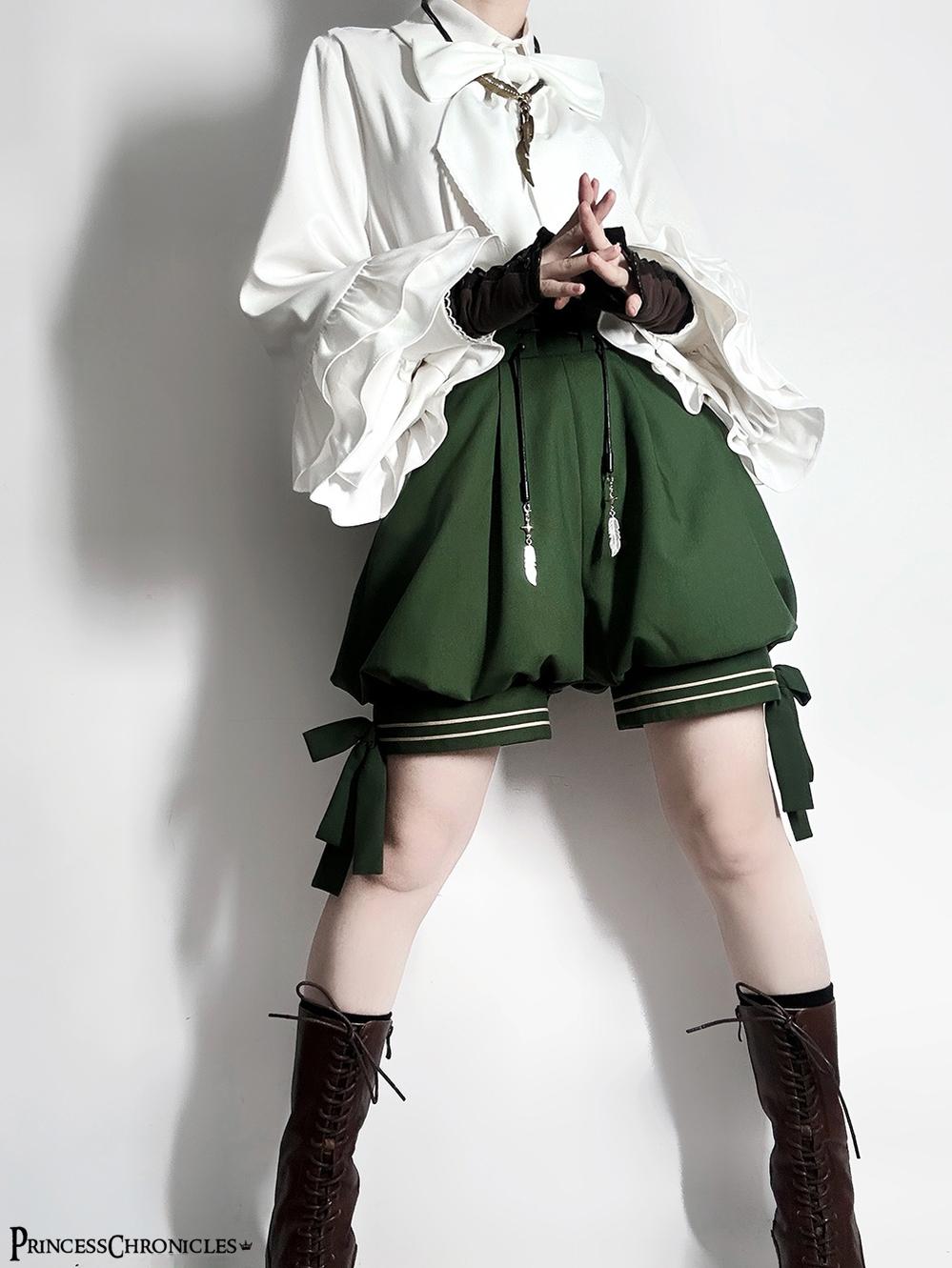 Princess Chronicles - Bunny Feather - Ouji Lolita Shorts Set with Hooded Vest with Bunny Ear Shorts Only XS