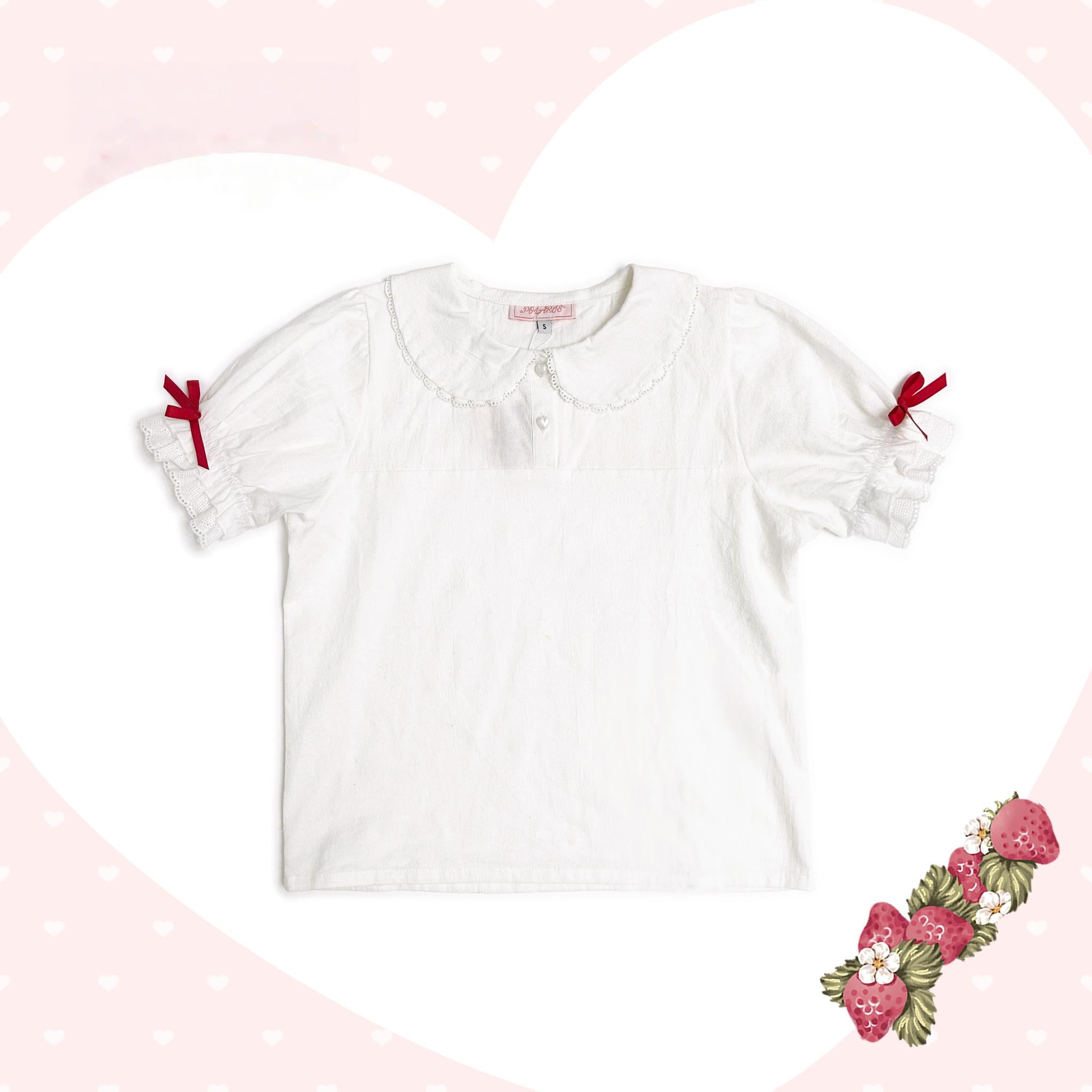 Rabbit Berry Gift Box - Sweet Lolita Cotton Shirt, Peter Pan Collar (L M S) 44491:811073