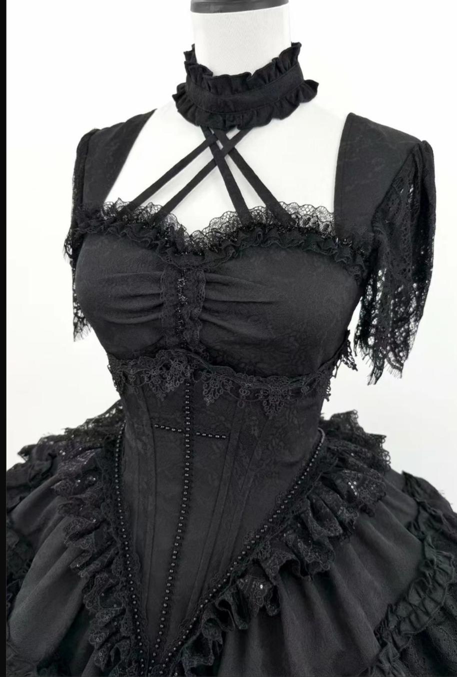 The Original Witch - Thorny Moon - Gothic Lolita SK & Halter Neck Top 44211:798927