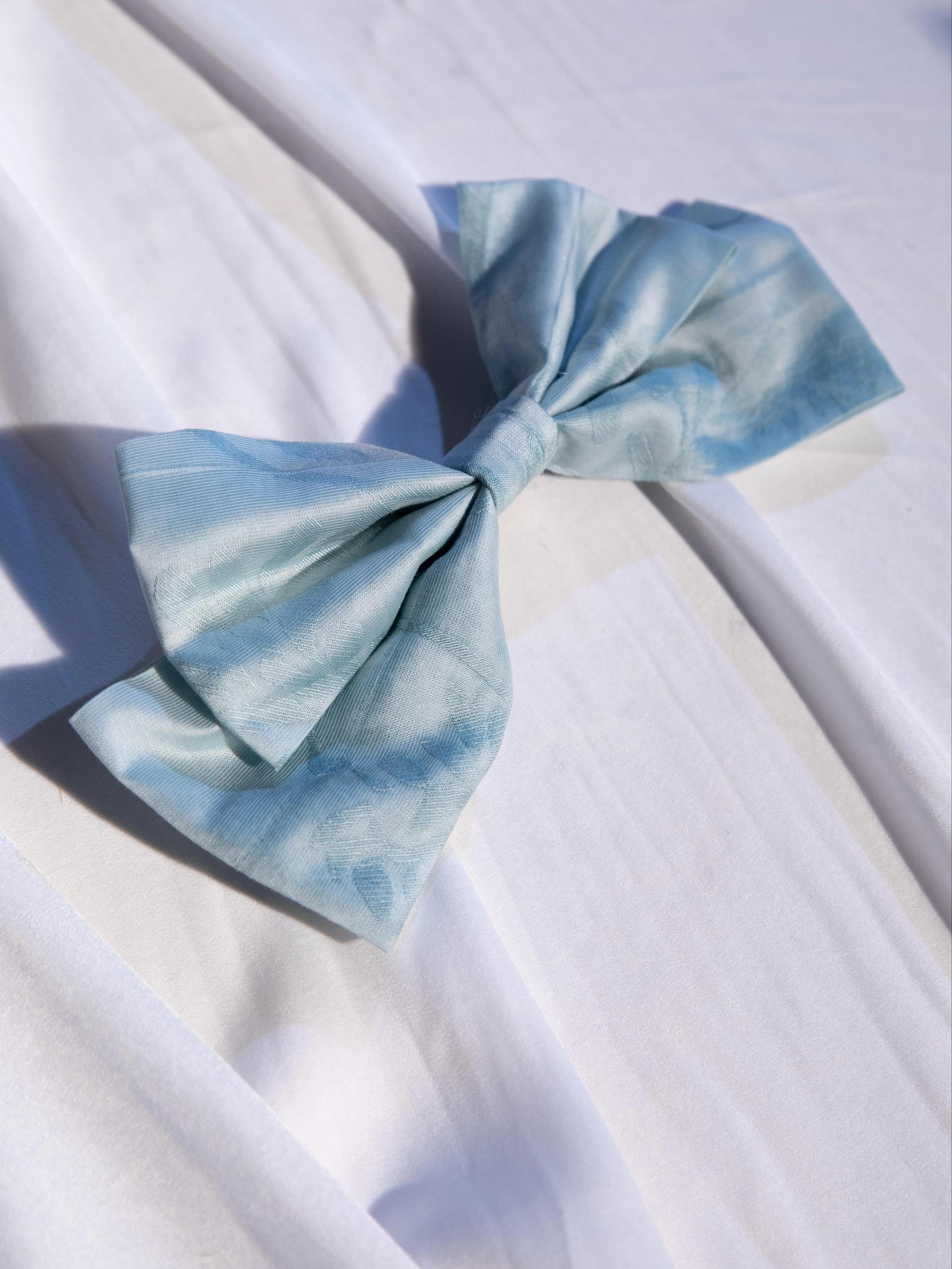 ZJstory - Gilded Years 4.0 - Classic Lolita Accessories Retro Lolita Headdress and Waistband lake blue self-fabric bow only One Size