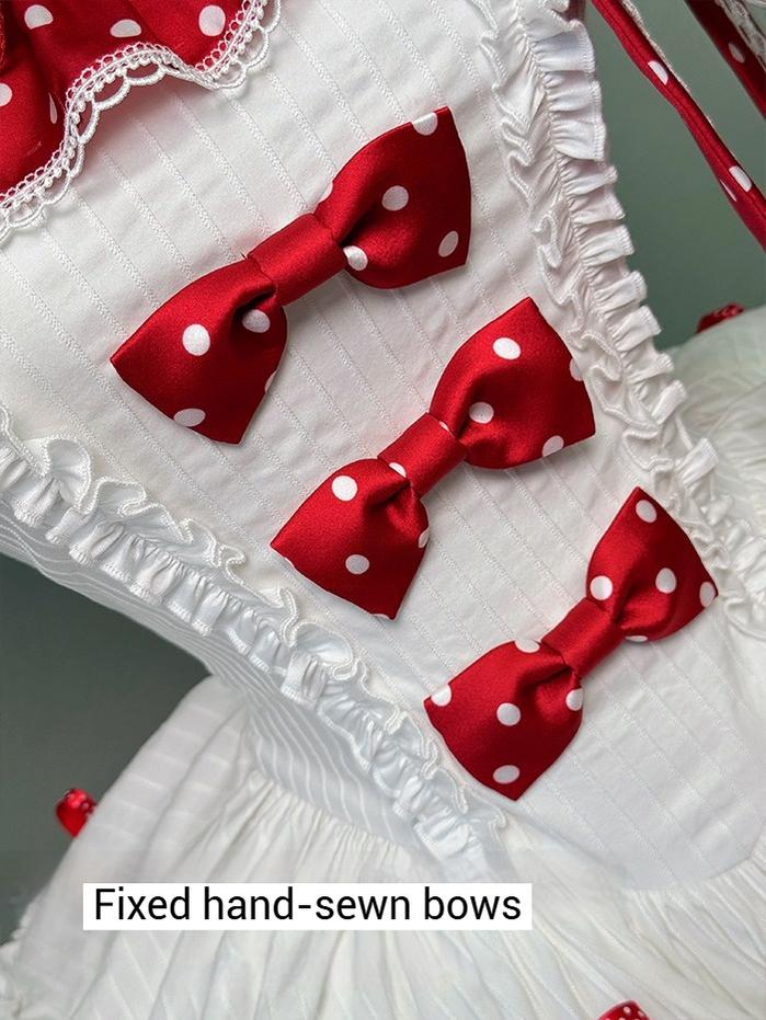 Shuang Sheng Xiao Xiong - Bite The Cake - Sweet Lolita Dress, Red & White Polka Dots 43600:780771