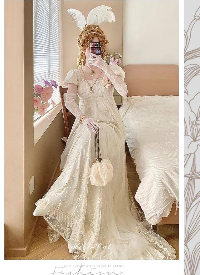 Hezi's Cat Haven~Mist Rose~Plus Size Lolita Empire Waist OP Dress 42268:734653