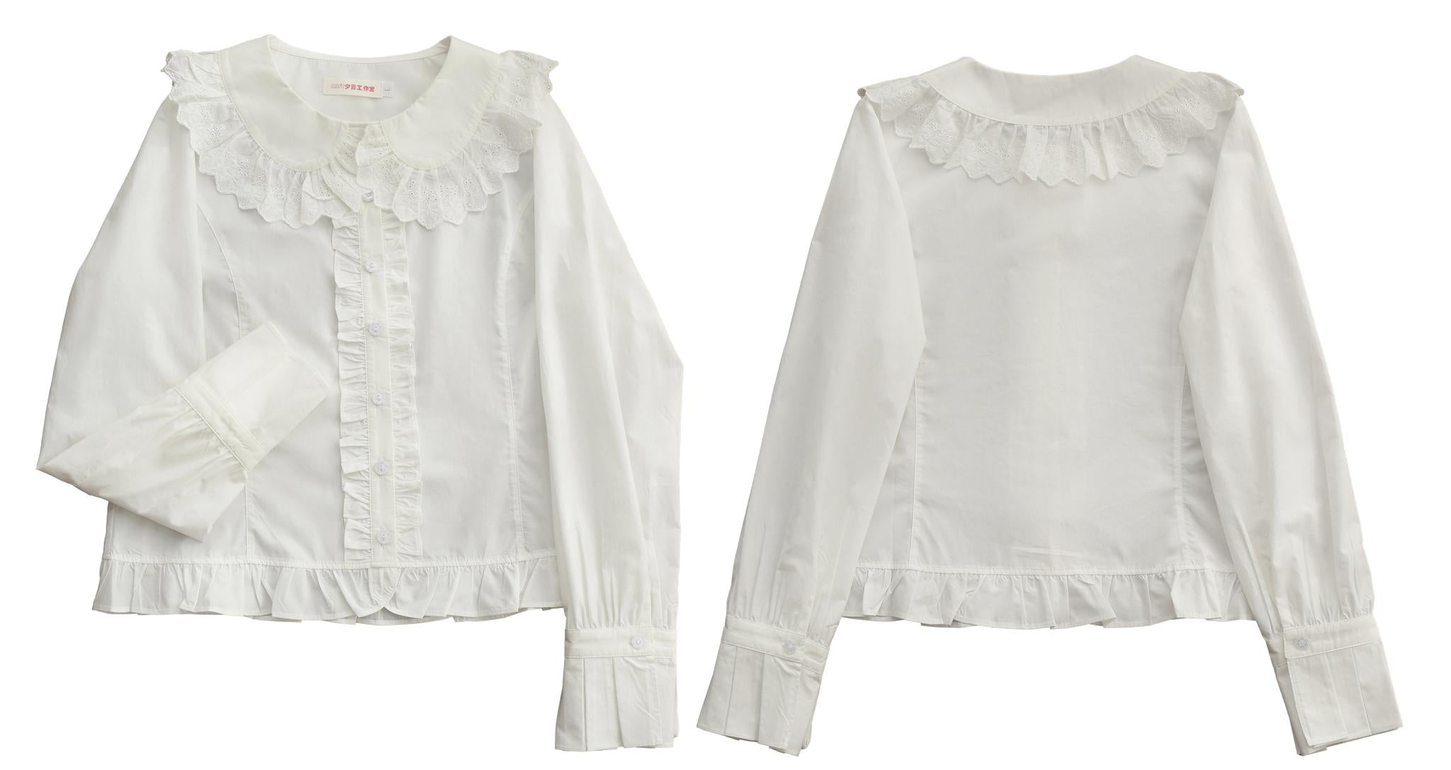 Kawaii Lolita Cotton Shirt, Peter Pan Collar