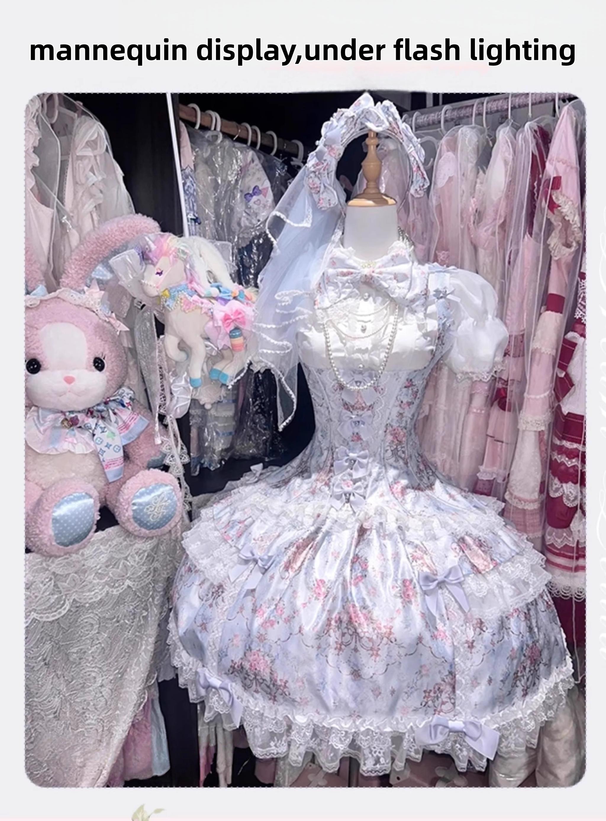 Mengfuzi - FLower in the Mirror - Old-School Lolita Bodice & SK Set, Short-Sleeved OP 44280:802314