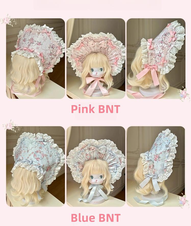 Mengfuzi - Flower in the Mirror - Floral Printed Old School Lolita Accessory Set 44315:802628