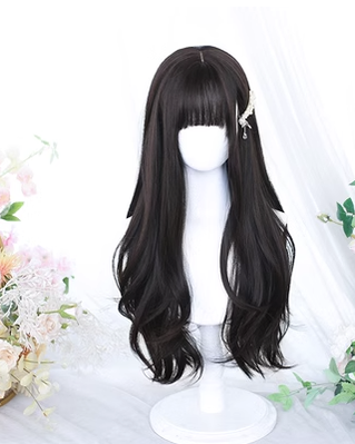 Dalao Home - Gentle Daily Lolita Long Curly Wig t44 black tea