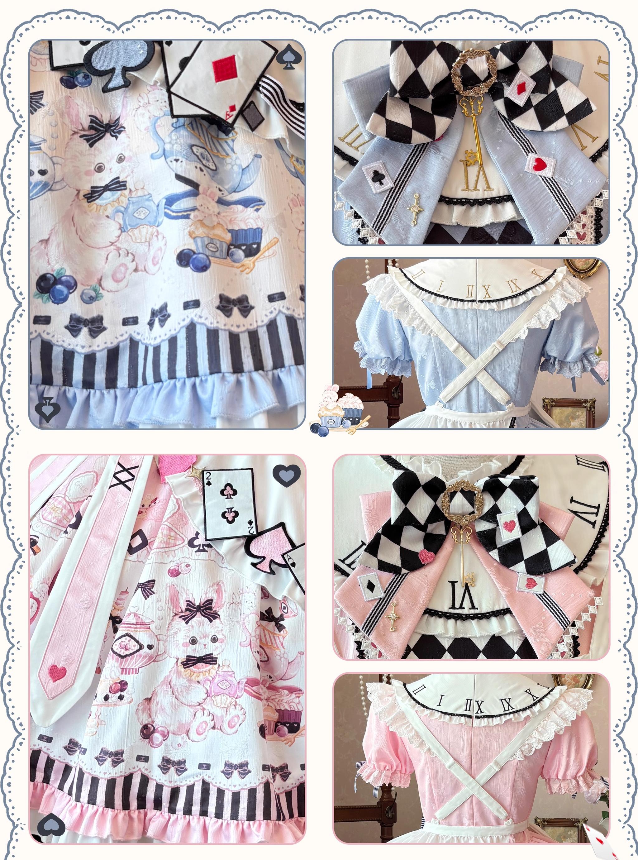 YingLuoFu - Alice - Kawaii Lolita OP Dress, Rabbit & Playing Card Motifs 43639:781904
