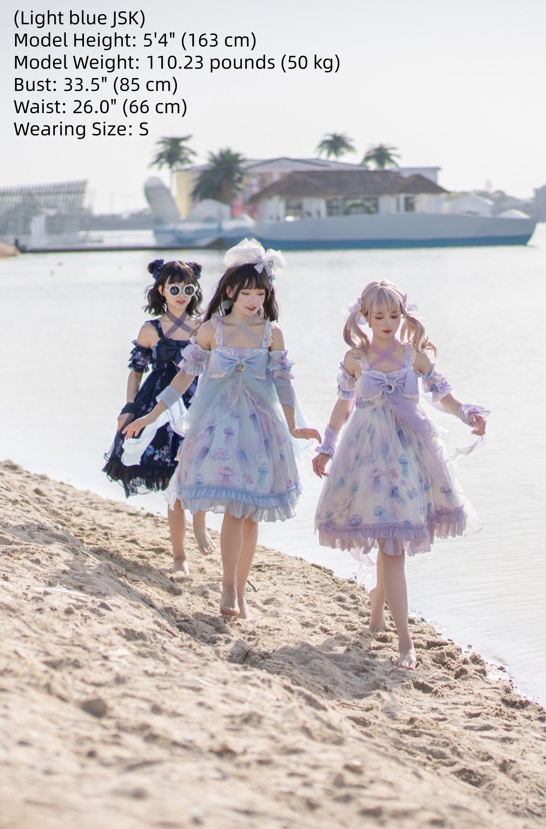 Coral Jellyfish - Sweet Lolita High-waist JSK Dress, Jellyfish & Coral Print 44906:827445