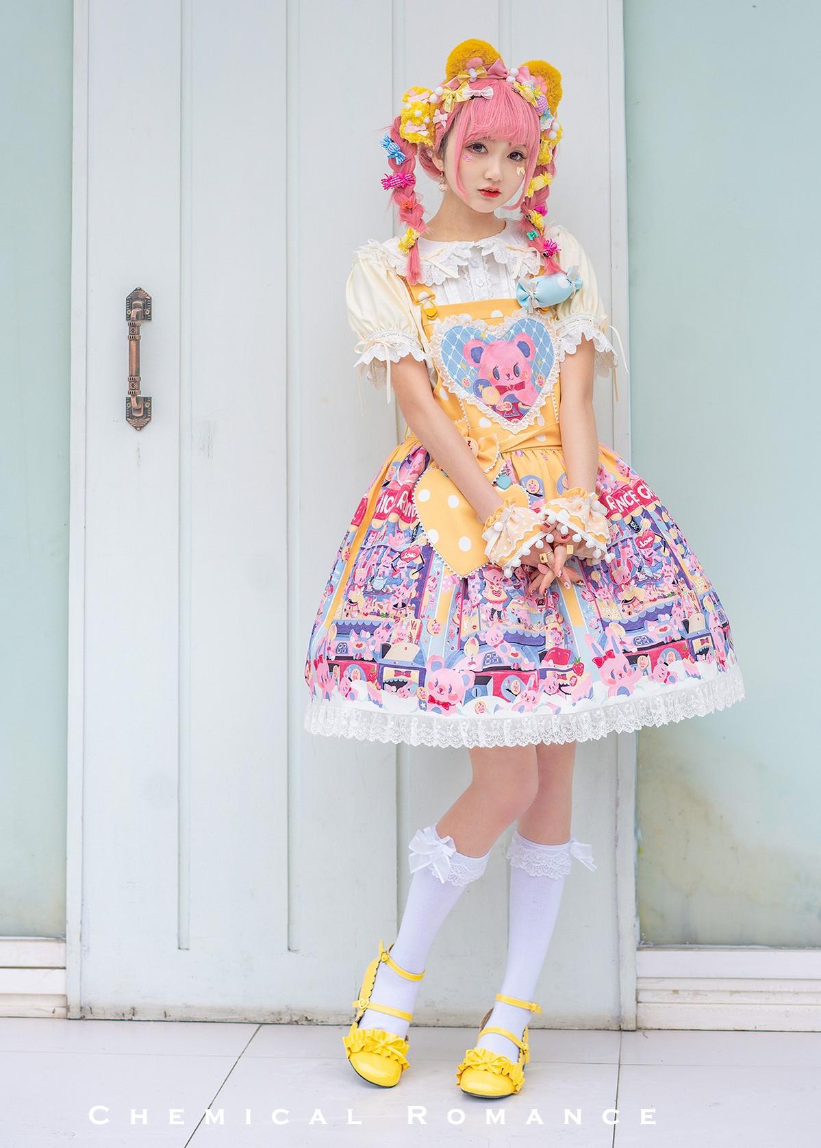 Chemical Romance - Sweetheart Doll Machine - Sweet Lolita Printed Salopette