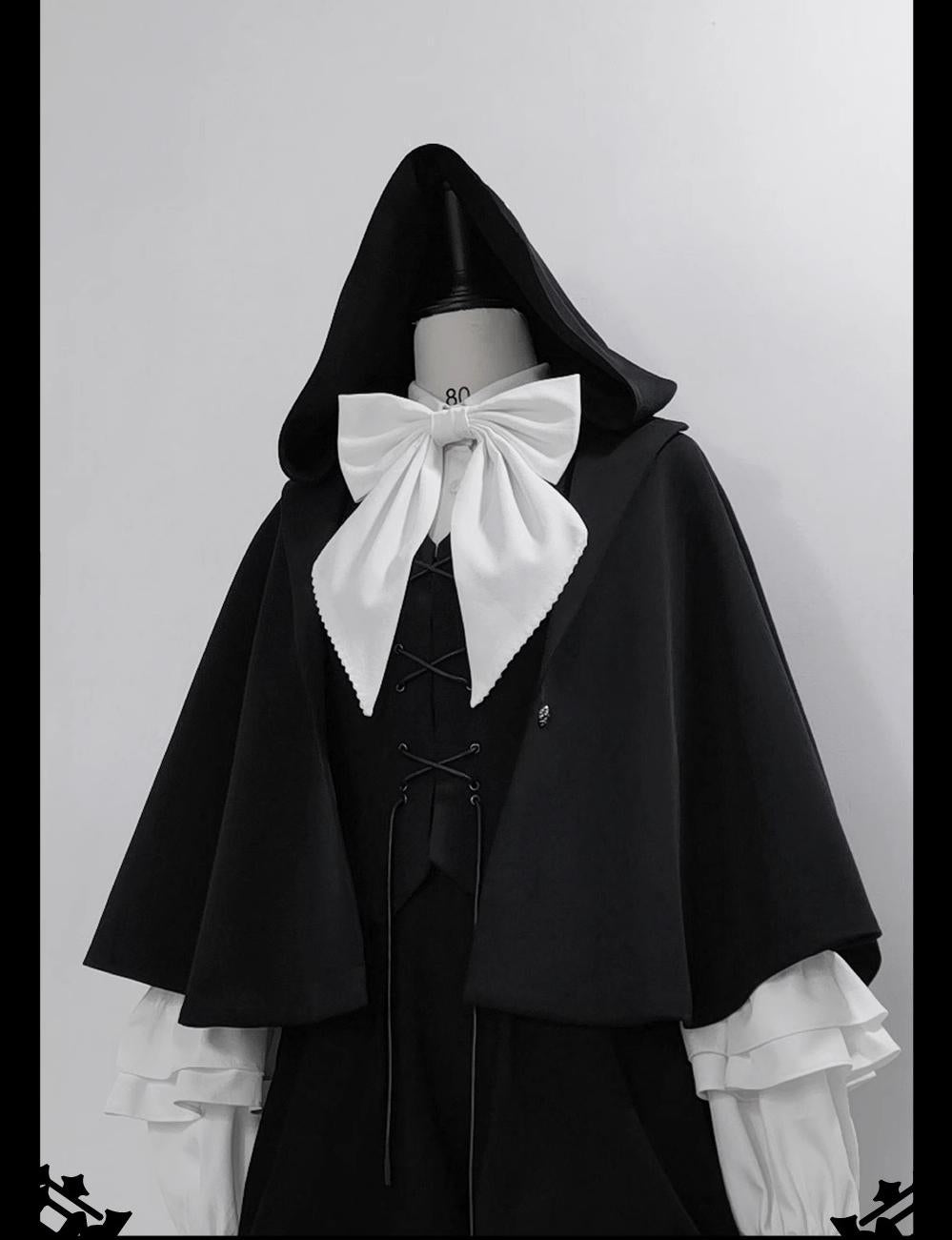 Princess Chronicles - Rabbit Feather - Black Ouji Lolita Vest Shorts Suit Prince Cloak Set