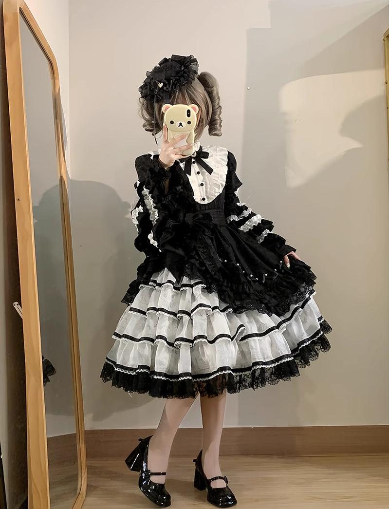 Buling Moon - Solo Puppet - Sweet Lolita OP Dress with Princess Long Sleeves