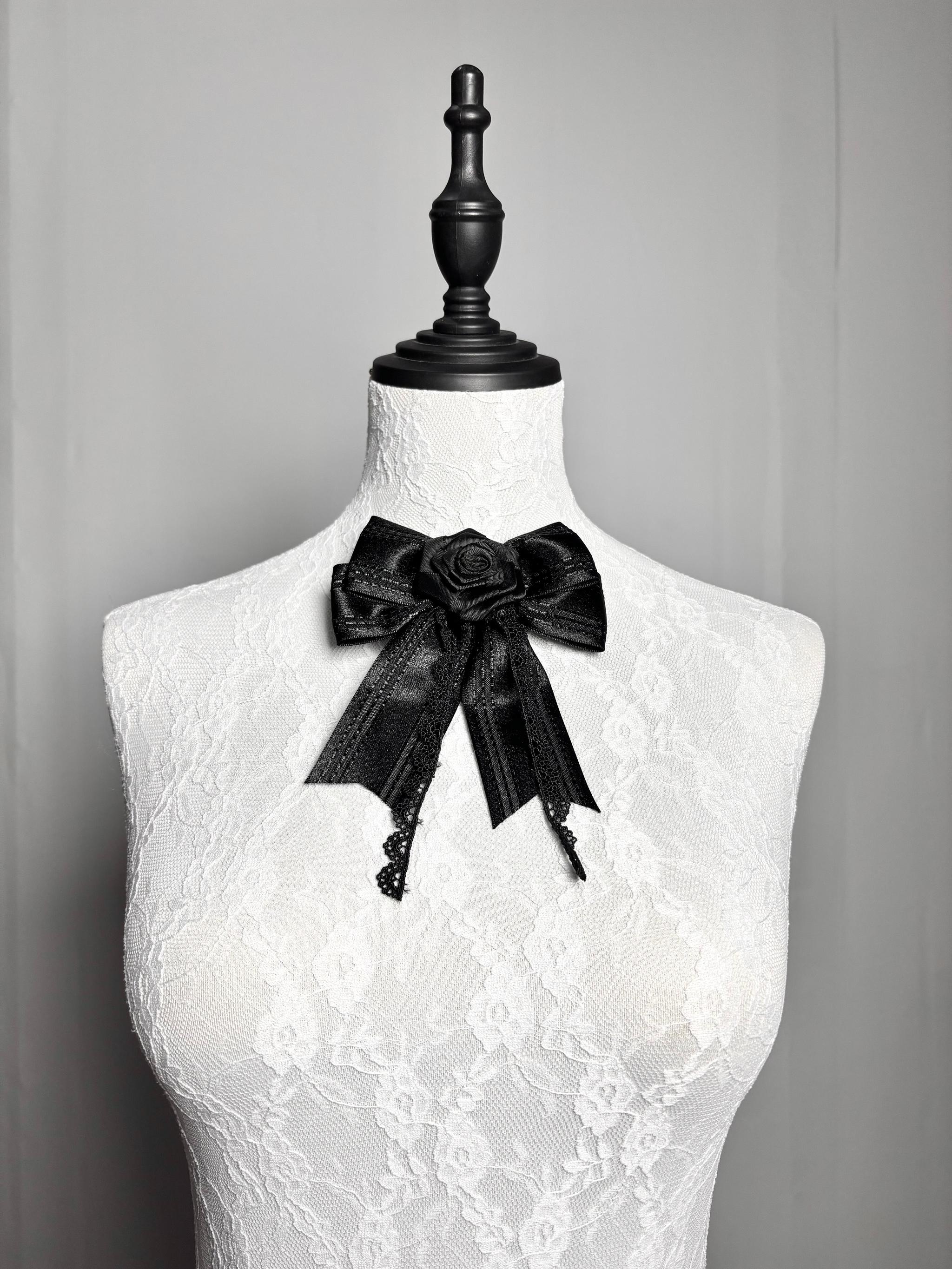 Petite Fangs - Gothic Lolita Fishbone Waist SK Dress, Drawstring Lift-up Hem Rose Bow Tie Only (one size / choose M) S