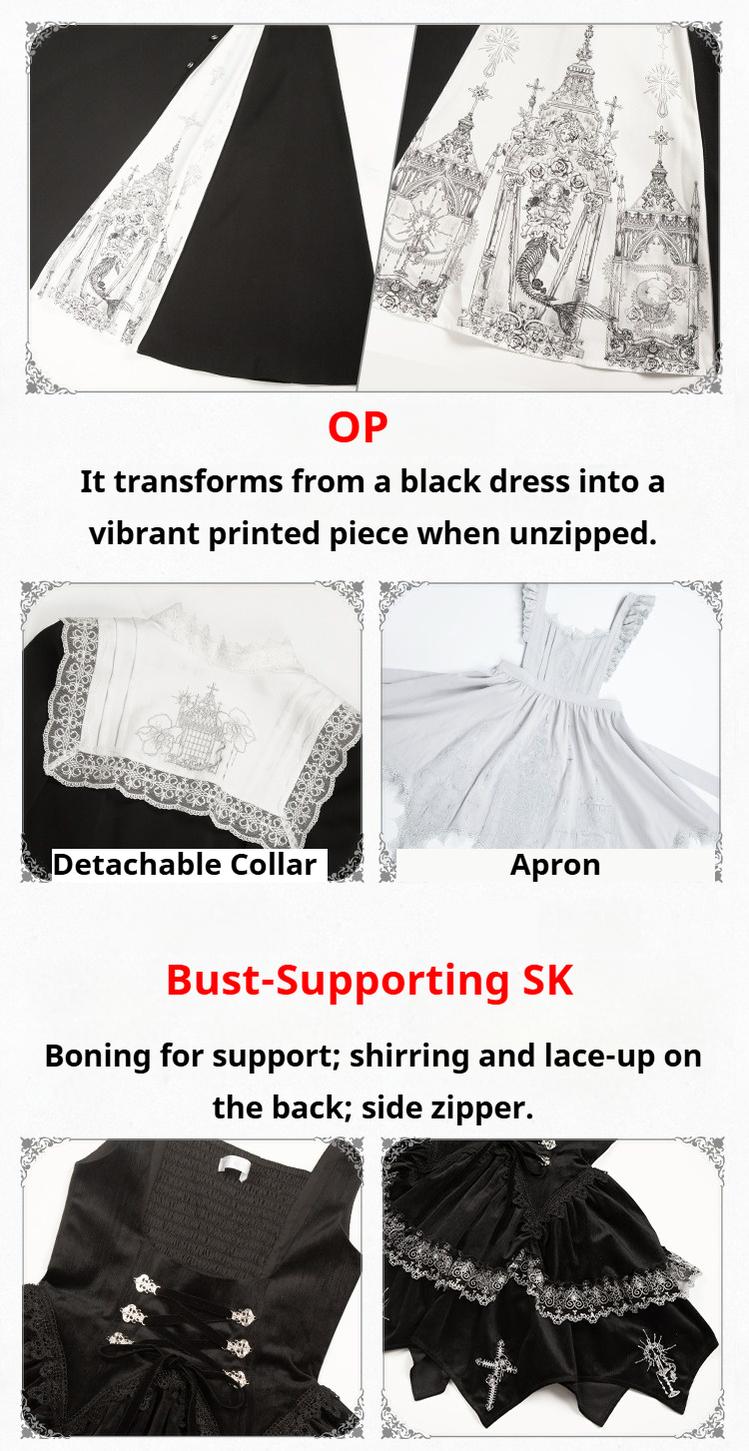 With PUJI - Letter and Poetry · Raven's Night Song - Oriental Aesthetics Gothic Lolita Dress Set