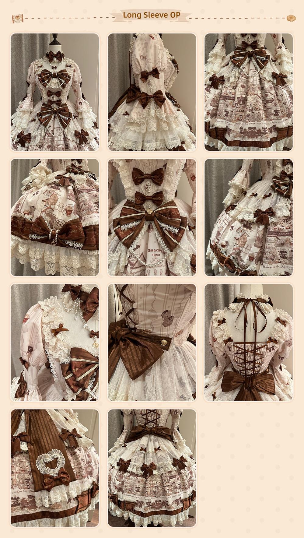 Little Bear Workshop - Primted Sweet Lolita Dress, Long Sleeved Blouse 44573:813783