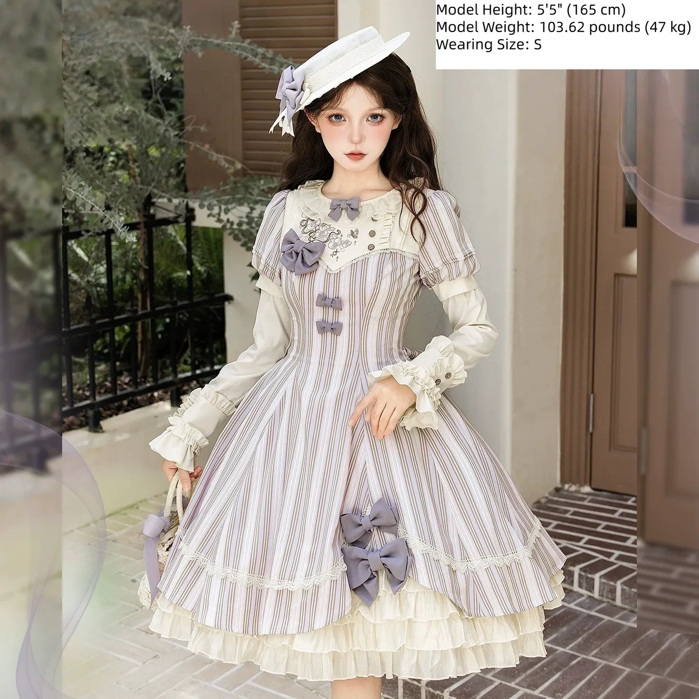 Phalaenopsis - Classic Lolita Phalaenopsis Embroidery OP, Detachable Sleeves