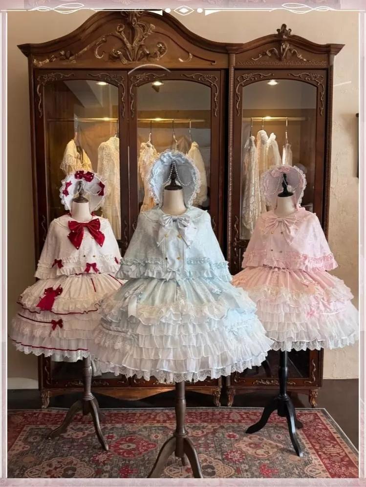 Star Porcelain Doll - Sweet Lolita JSK Dress Set, Tiered Ruffle Hem 46093:874792