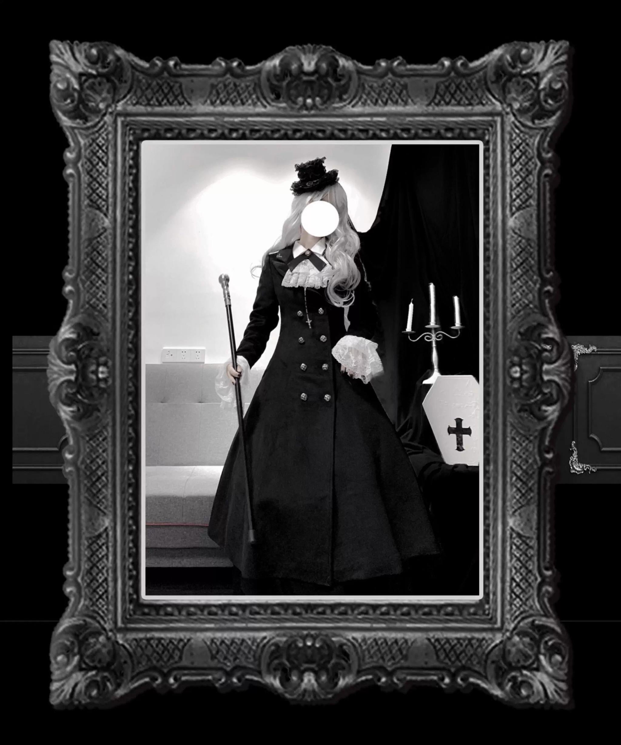 Nightingale Girl - Downfall Dawn - Gothic Lolita Black Double-Breasted Coat 43930:789798