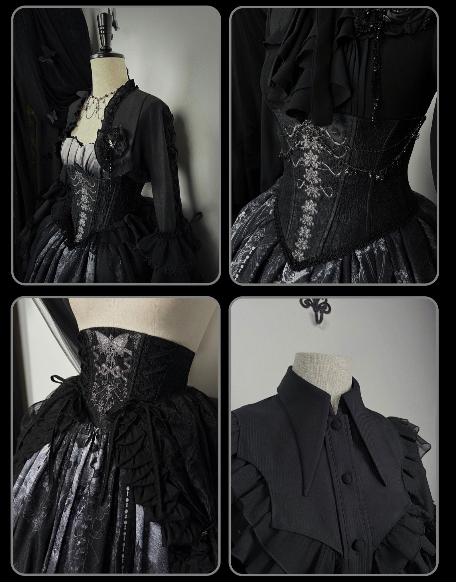 Bone-Eroded Butterfly - Gothic Lolita JSK & SK Set 44051:793297