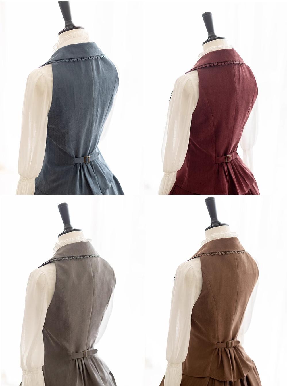 Forest Wardrobe - Misty Forest - Elegant Vintage Fishbone Lolita Long Skirt & Vest 32876:393668