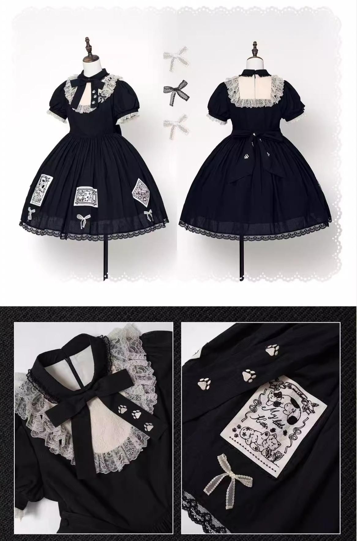 MEEKWIND - My Little Kitten - Doll-Like Lolita OP, Detachable Waist Ties 44223:799025