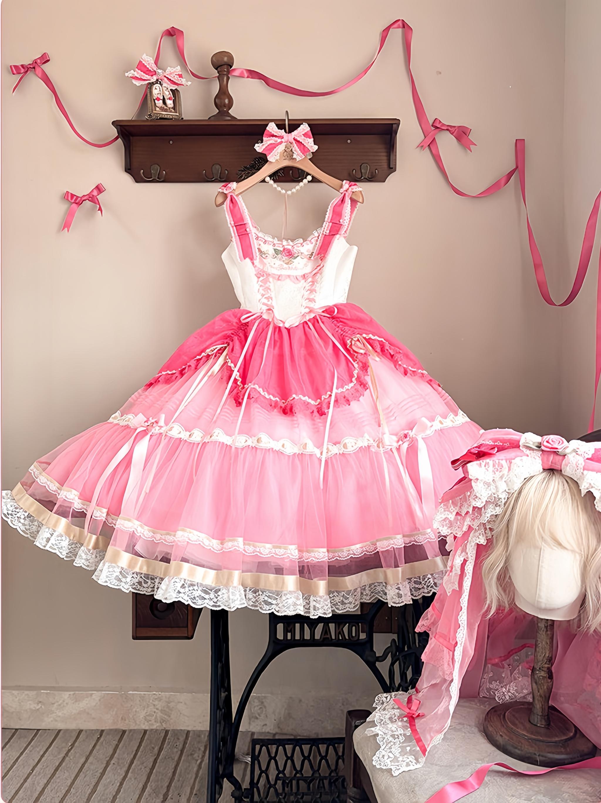 Jennifleur - IP Collab Sweet Lolita Hime Sleeve OP & Long JSK, Floral Accent 45882:866331