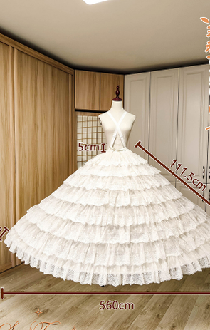 Sentaro - Elegant Lolita A-line Fish-bon Adjustable Tiered Skirt (white) 15014:209104