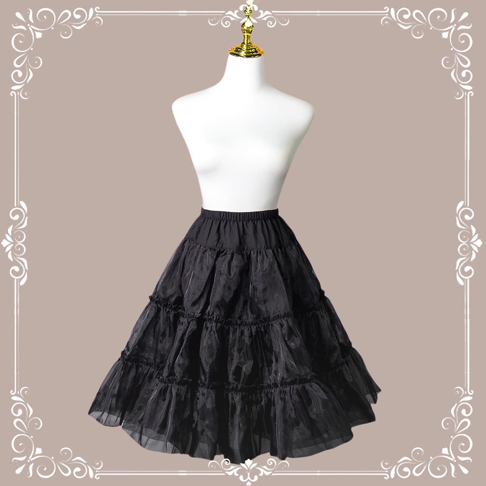 Aurora Ariel - Mini A-line Lolita Petticoat | 23.6" (60 cm), Cotton Lining One Size Black