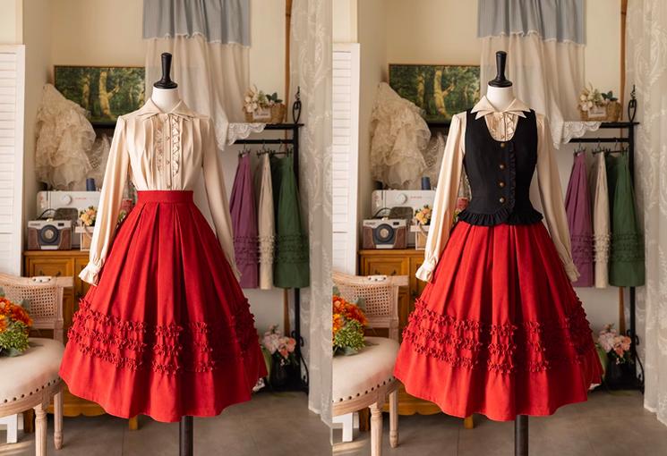 Forest Wardrobe - Forest Basket - Elegant Lolita Skirt Mushroom Edge Skirt Retro Classic