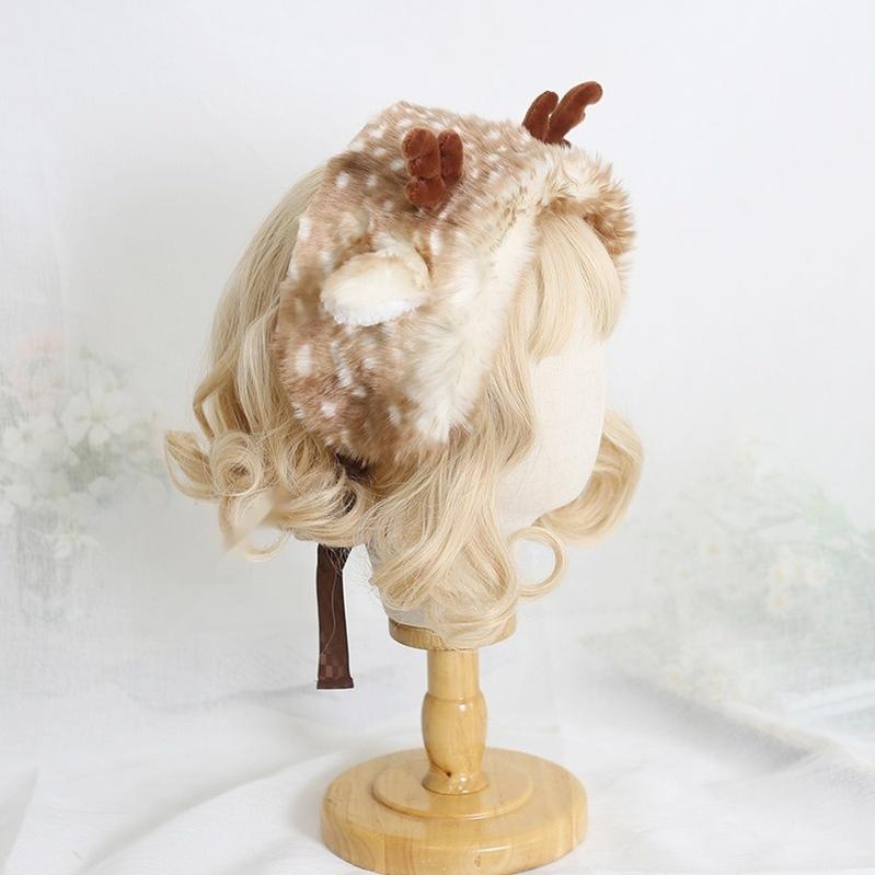Xiaogui - Deer Spot - Kawaii Lolita Warmer Hat Japanese Sweet Deer Earmuff Hat Earmuffs for children