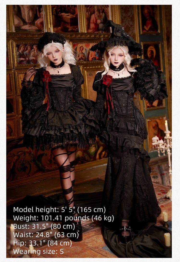 With PUJI - Letter and Poetry · Twilight - Black Gothic Lolita Skirt Set, Witch-Inspired