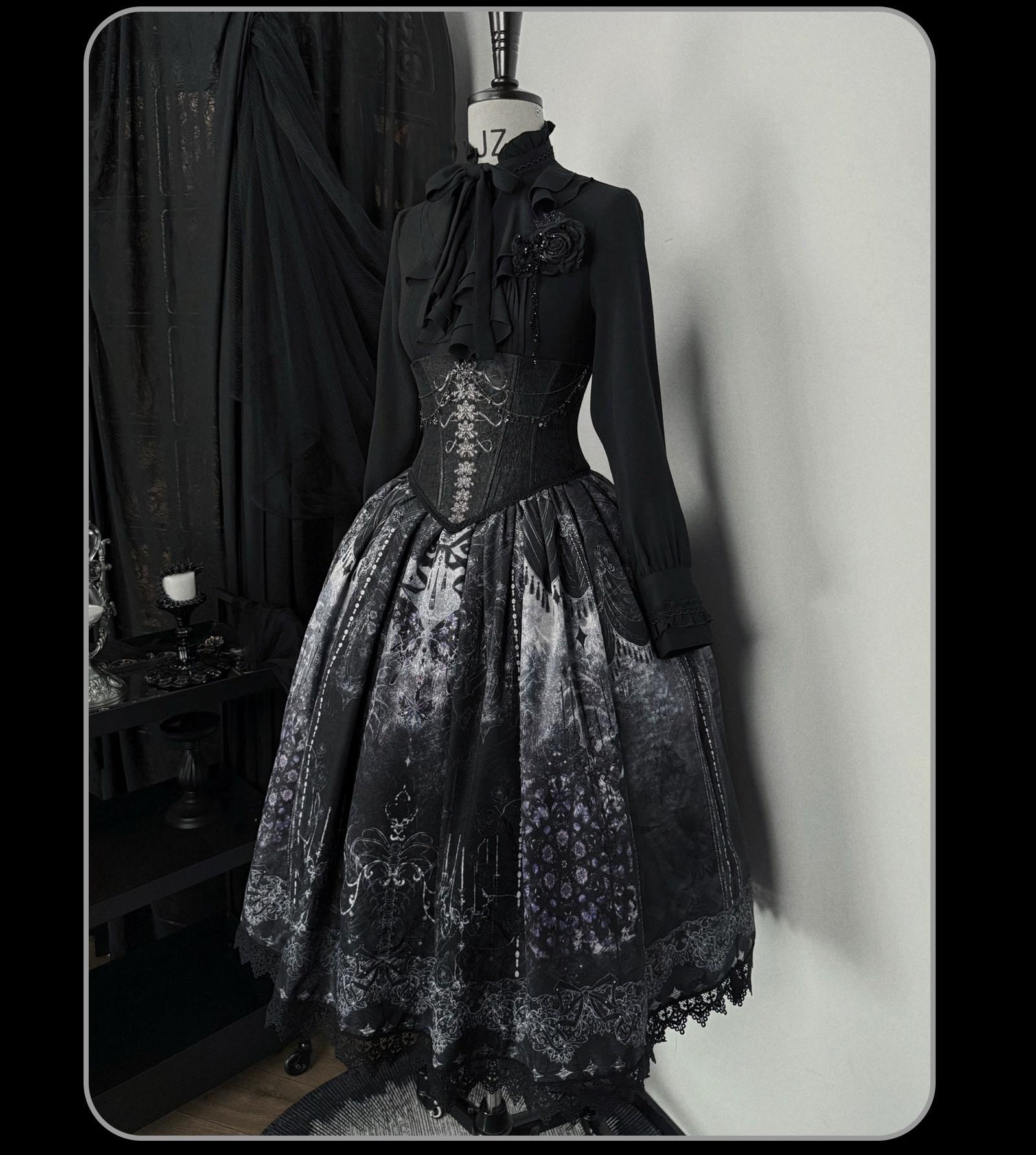 Susin Lolita - Bone-Eroded Butterfly - Gothic Lolita JSK & SK Set 44051:793302