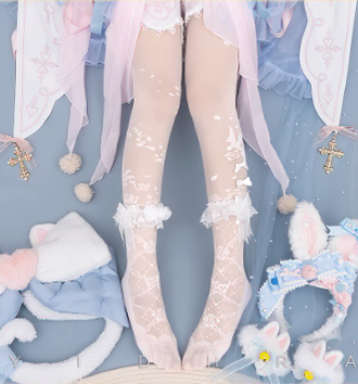 Yidhra~Nightingale and Rose~Elegant Lolita Stereo Flower Thin Tights   