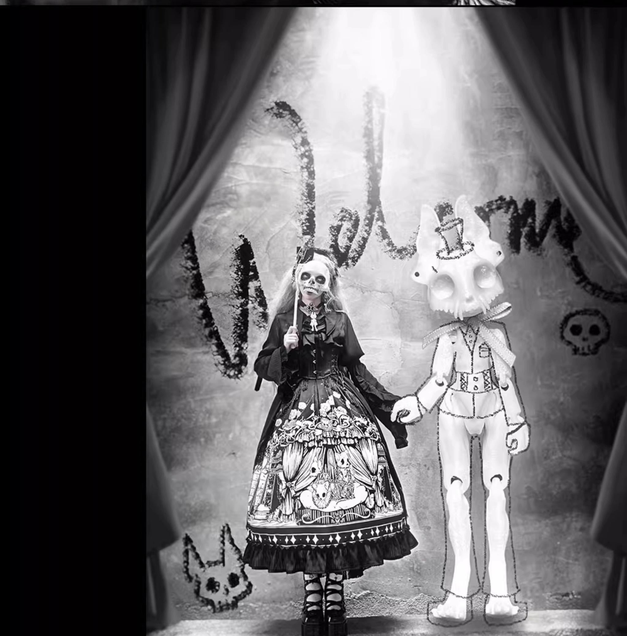 Caged Bird Hotel - Bone Theater - Halloween Gothic Lolita Fashion Shirt Skirt