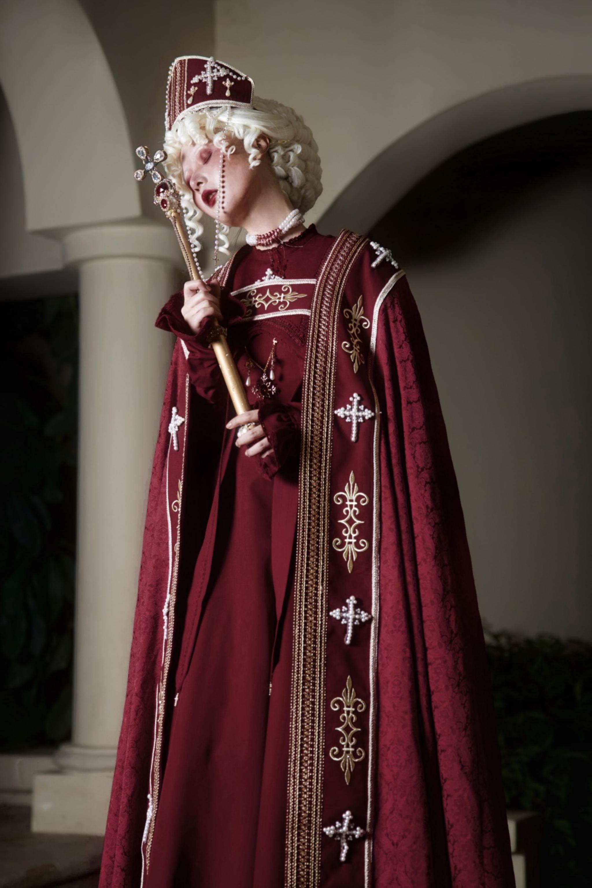 LeMiroir - Moonlit Prayer - Mutton Sleeve Nun Lolita OP Dress, Gathered Sleeve