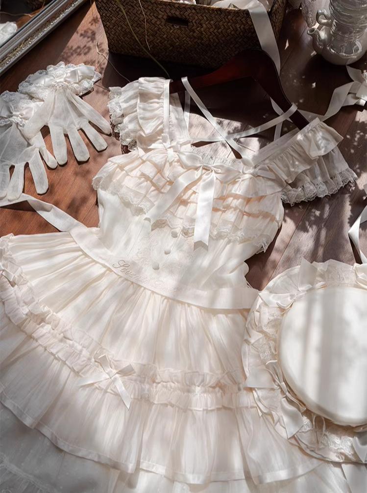 The Seventh Doll - Summer Evening Banquet - Sweet Lolita JSK with Tiered Ruffle Design and Hat 42722:750960