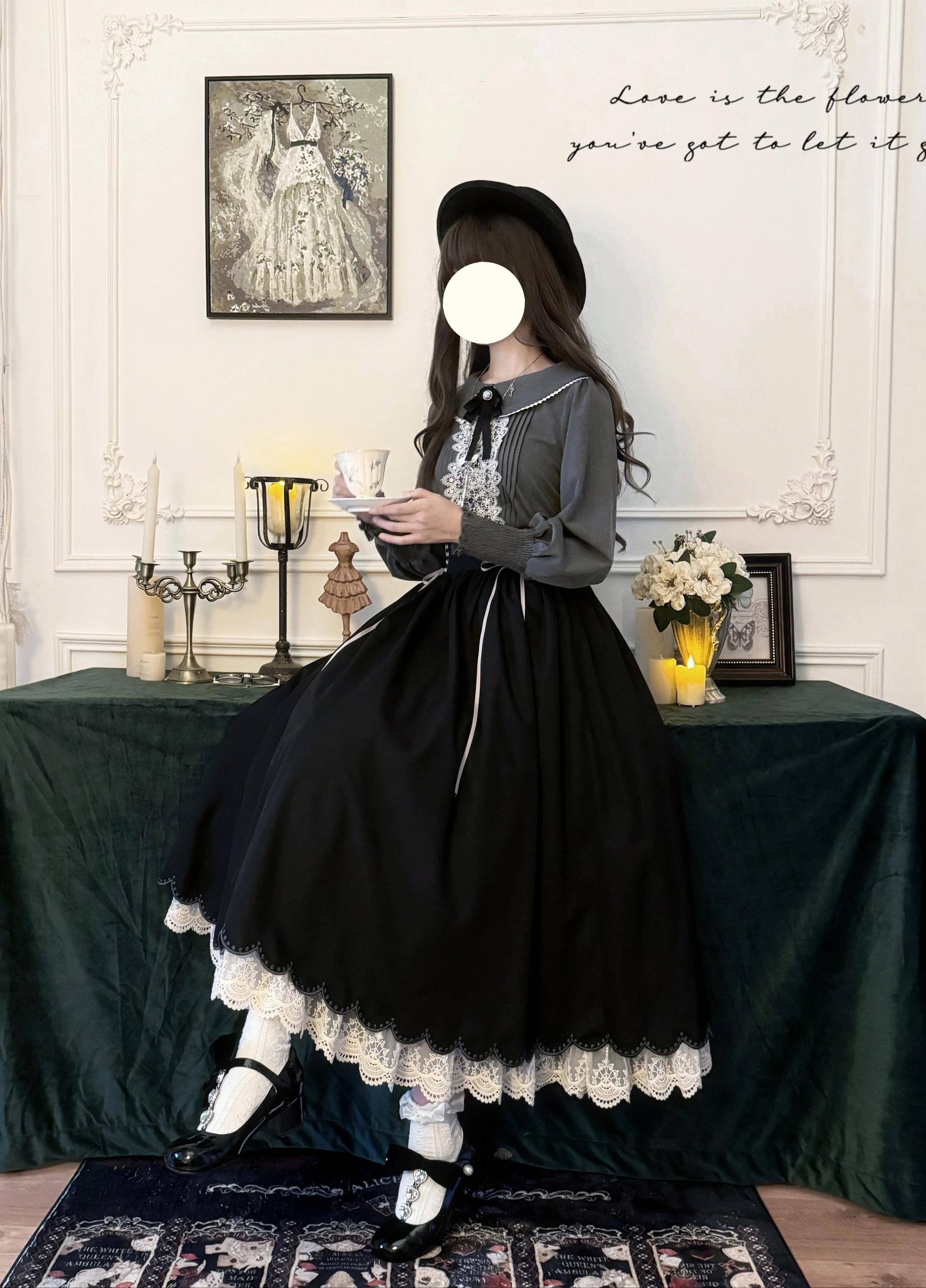 EESSILY - Countess's Autumn Travel - Vintage Lolita Shirt and Skirt 44247:800638