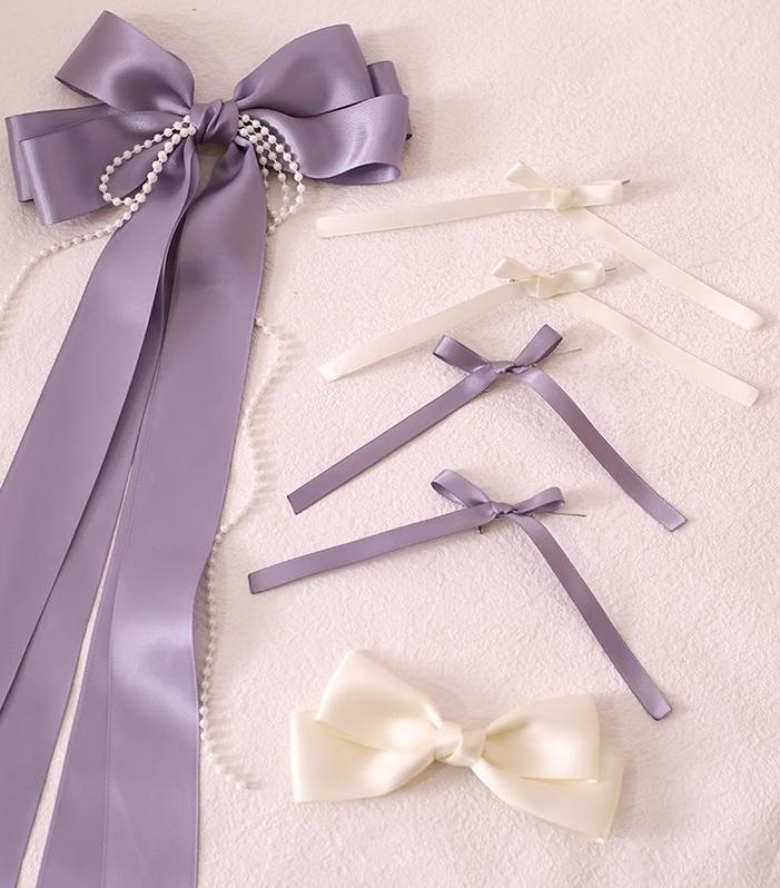 Xiaogui~Elegant Lolita Sunshade Hat Floral Bow Hats One size fits all. The brim has soft wires that can be shaped. Satin ribbon in purple wisteria and milk white with a set of brooches 34030:445466