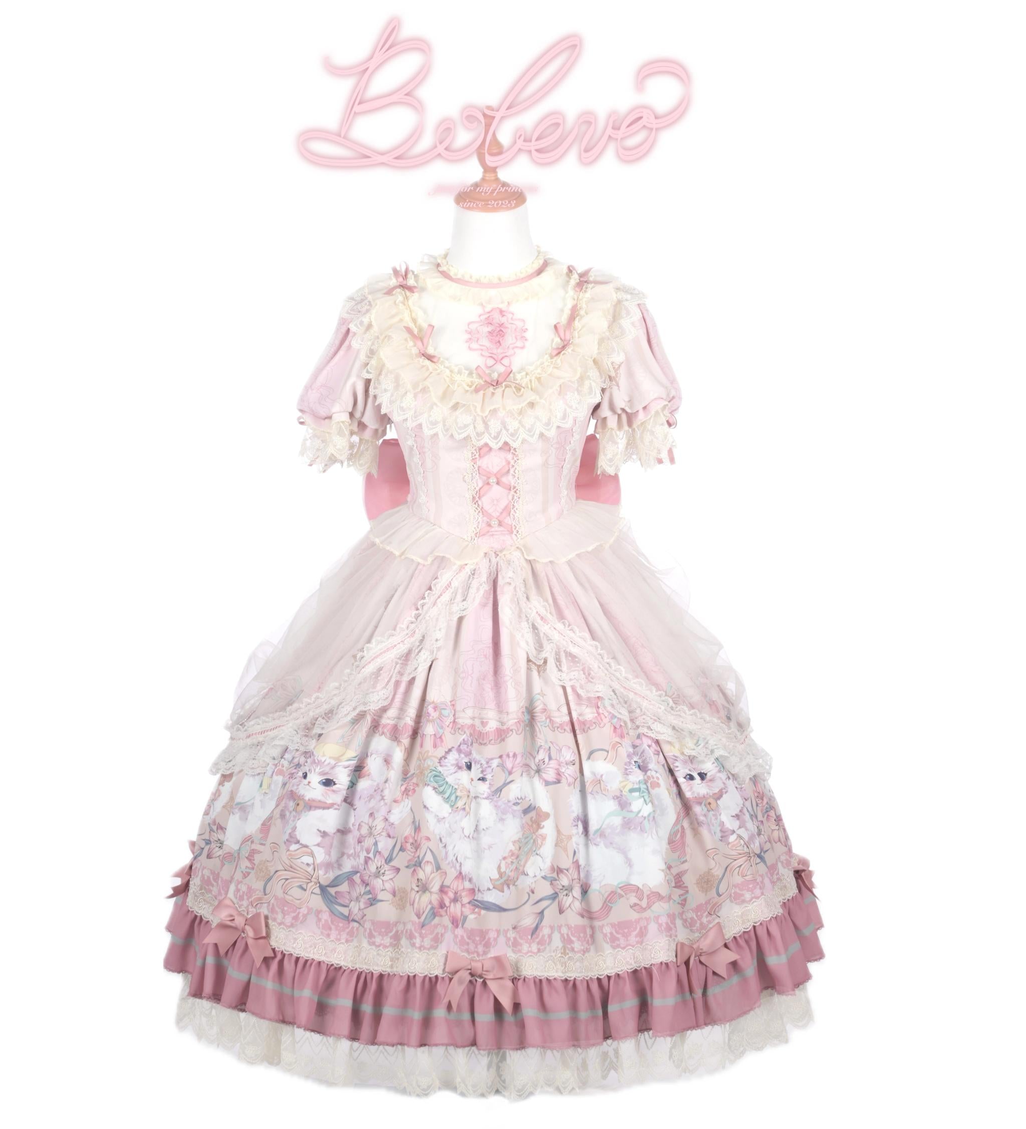 Bolero~Liliana Cat~Sweet Lolita Gorgeous OP Dress with Soft Lace & Organza (L M S XL XS) 42986:760633