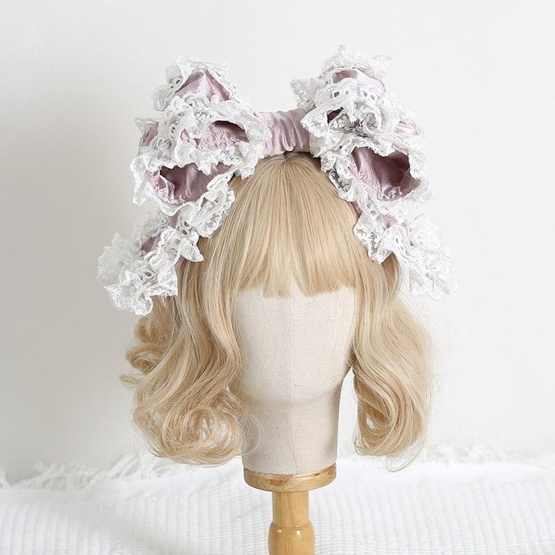 Xiaogui - Sweet Lolita KC with Large Lace Bow in Multiple Colors Skin Pink