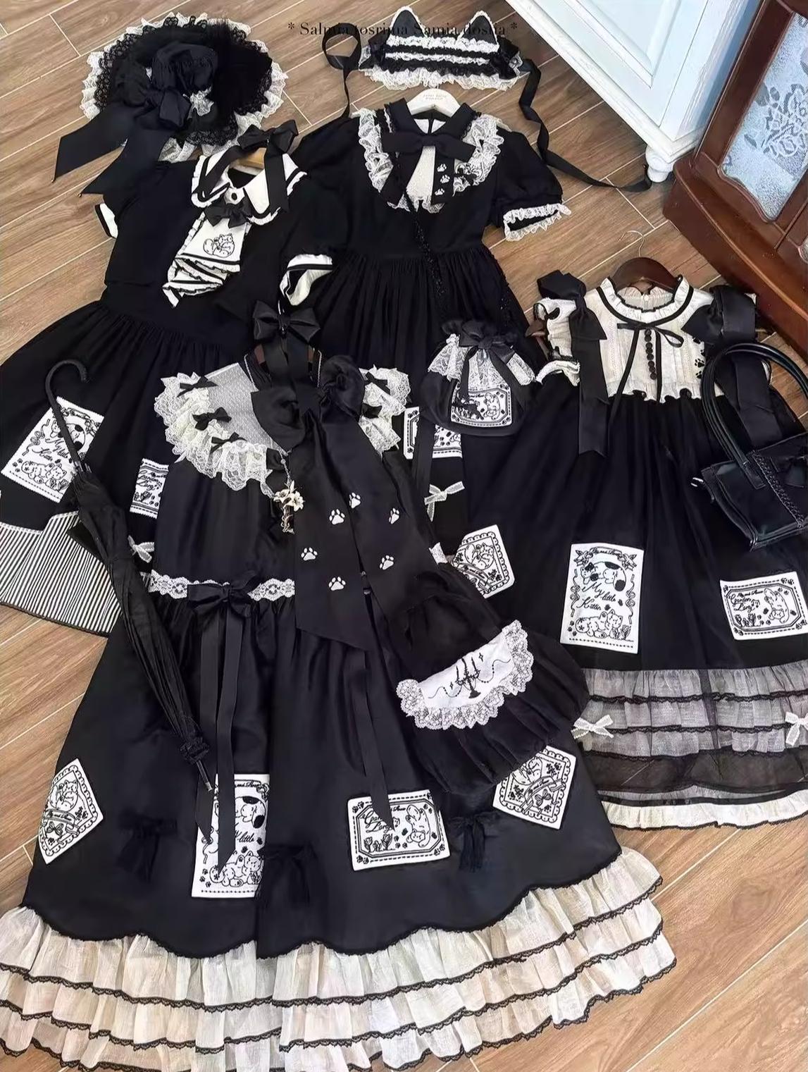 MEEKWIND - My Little Kitten - Doll-Like Lolita OP, Detachable Waist Ties 44223:799020