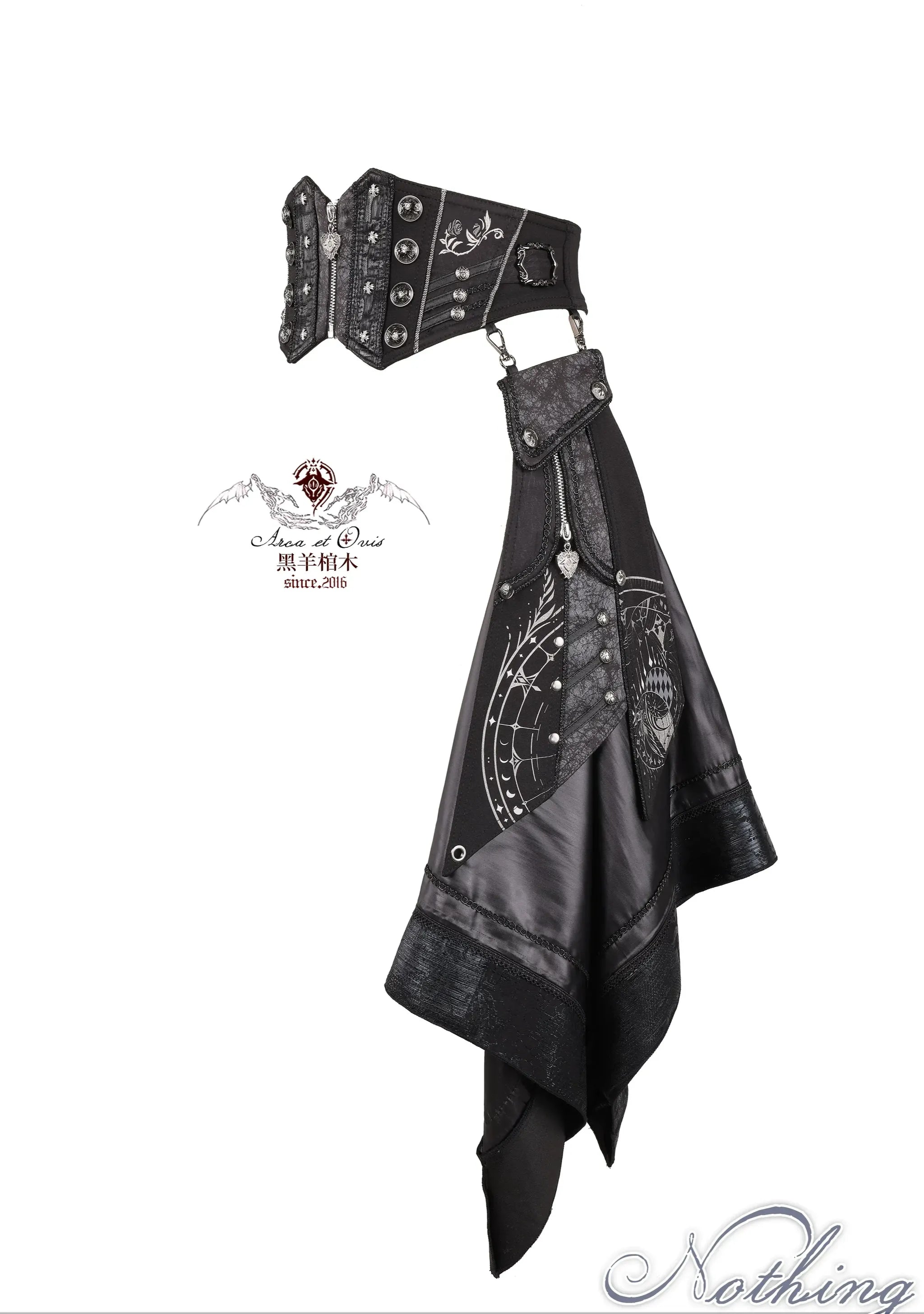 Nothing - Gothic Lolita Waist Cincher, Star and Moon Print Dress Train (L M S) 45590:854727