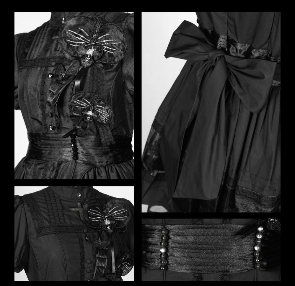 Ghost Orchid - Gothic Lolita OP Dress, Embroidered Cross