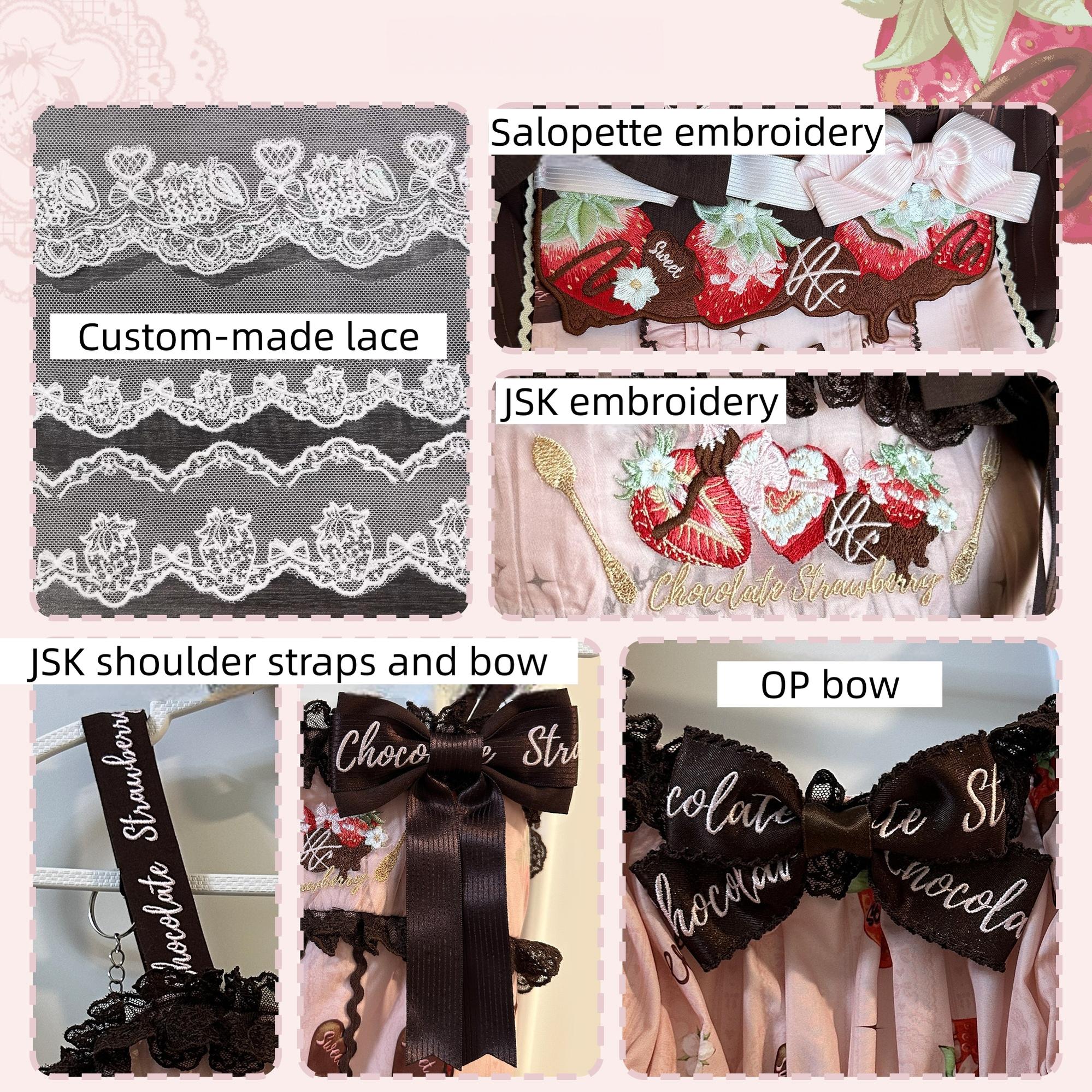 Strawberry Chocolate Lovers - Kawaii Lolita Embroidered Printed Dress