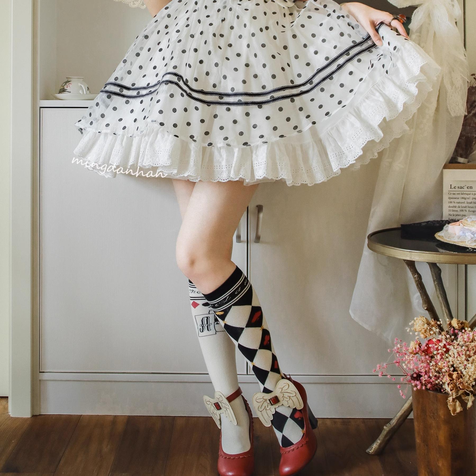 Yukines Box - Daily Lolita Cotton Asymmetric Print Socks