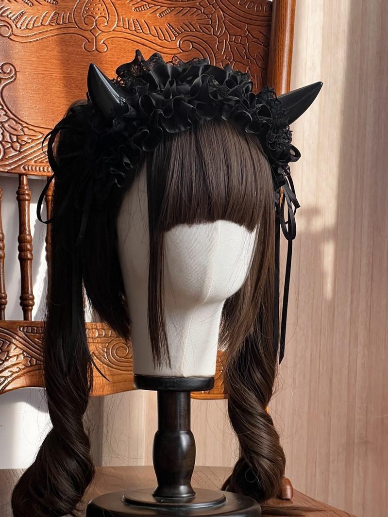 MAID - Gothic Lolita Halloween KC Devil Horn Hairband Customizable Color