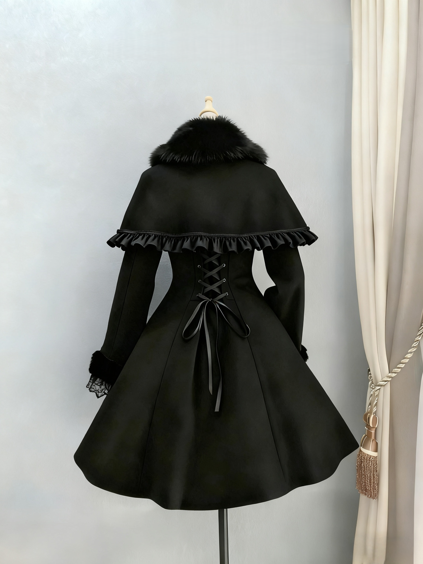 Anastasia - Madeleine - Elegant Lolita Wool Coat, Detachable Cape 44231:801035