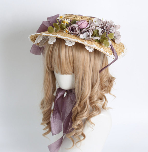 Xiaogui - Elegant Lolita Flower Bow Lace Sunhat